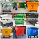 Xe đẩy rác 660 lít HDPE nhiều màu