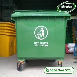 Thùng rác nhựa 1000 lít HDPE 4 bánh