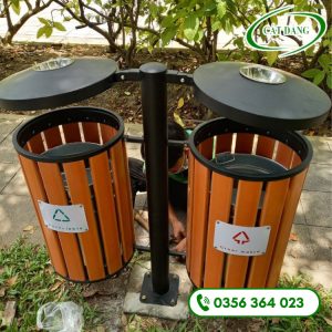 Thùng rác gỗ treo đôi CD78 – B