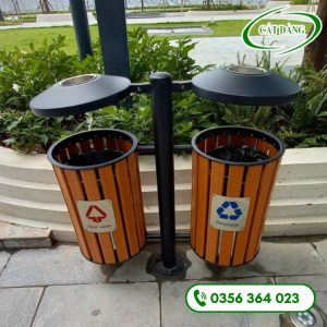 Thùng rác gỗ treo đôi CD78 – B