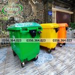 Thùng xe đẩy rác 660 lít nhựa hdpe 4 bánh