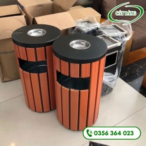 Thùng rác tròn giả gỗ CD78 – C