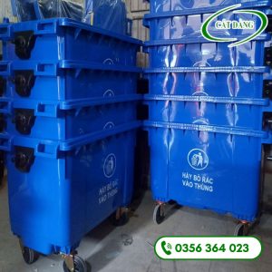 Thùng rác 660 lít HDPE – xanh dương