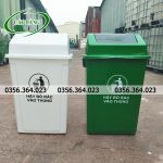 Mẫu thùng rác nắp lật 60 lít xanh và trắng