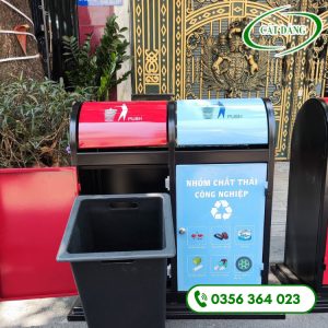 Thùng rác 2 ngăn thép CD48 – O