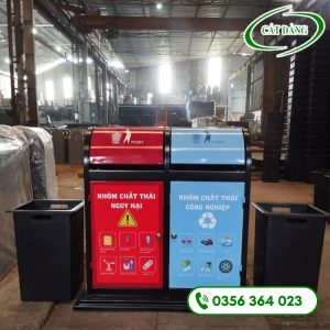 Thùng rác 2 ngăn thép CD48 – O