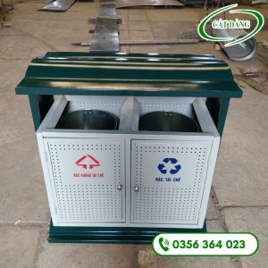 Thùng rác ngoài trời inox 2 ngăn CD25