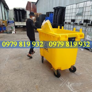 Xe thu gom rác màu vàng 1100l