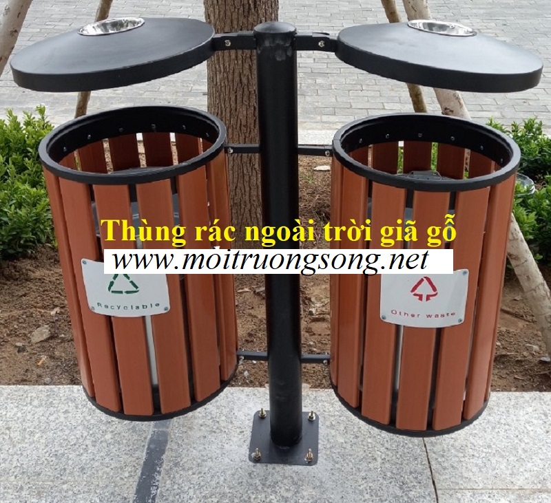 Thùng rác cọc treo đôi