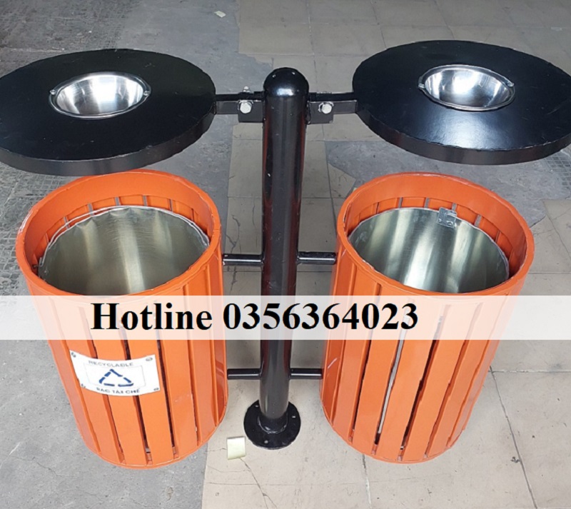Thùng rác cọc treo đôi