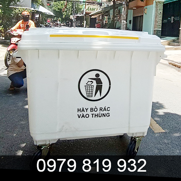 Thùng rác 660L giá tốt màu trắng
