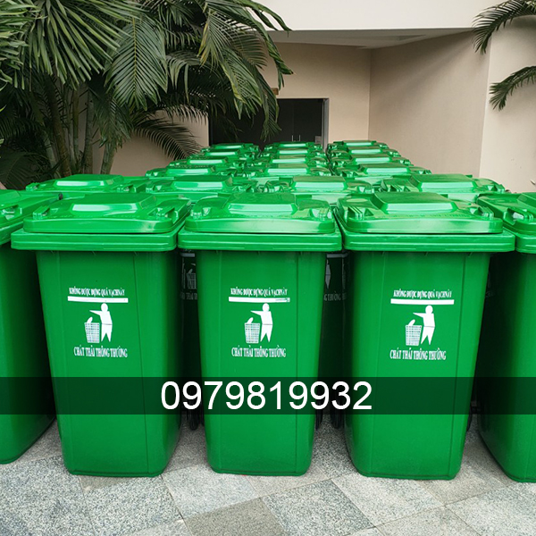 thùng rác công cộng 240L nắp kín, thùng rác công cộng, thùng rác nhựa HPDE, thùng rác nắp kín