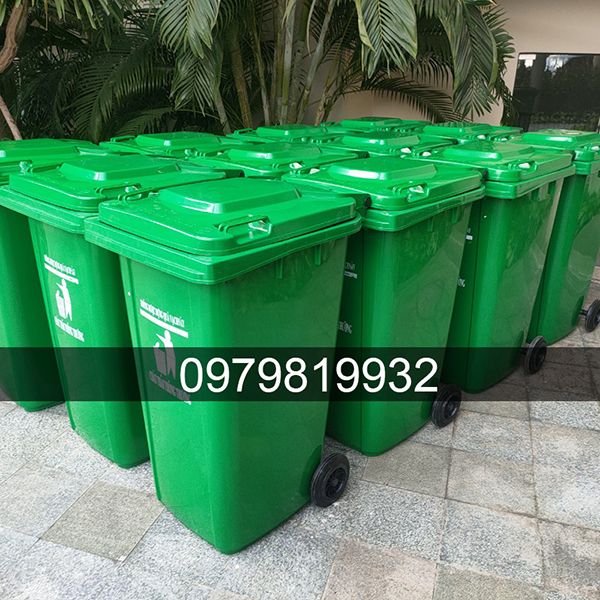 thùng rác công cộng 240L nắp kín, thùng rác công cộng, thùng rác nhựa HPDE, thùng rác nắp kín bánh xe