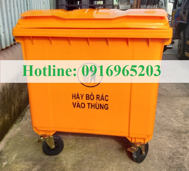 Thùng rác nhựa 1000L cam