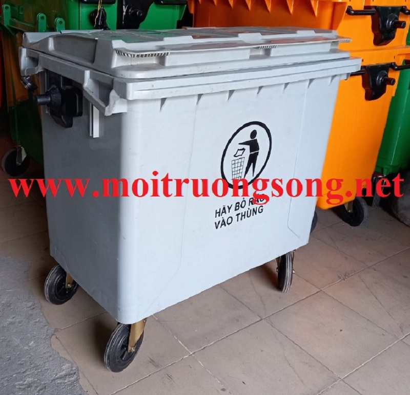 Xe đẩy rác màu xám 660L