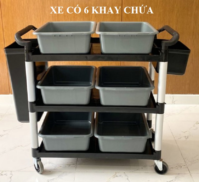 Xe phục vụ 3 tầng nhựa 