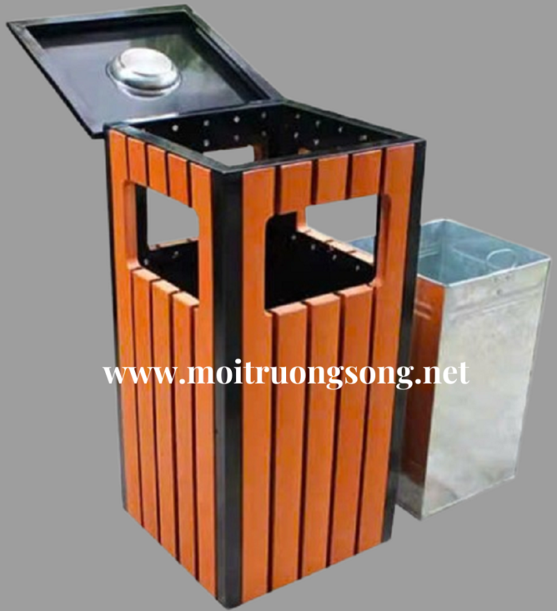 Thùng rác giả gỗ đơn