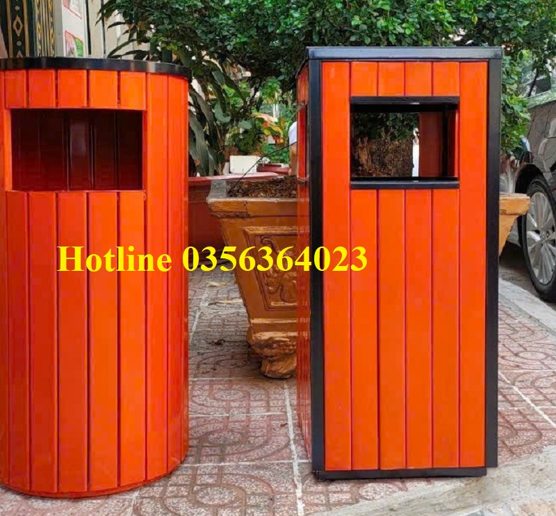 Thùng rác giả gỗ đơn