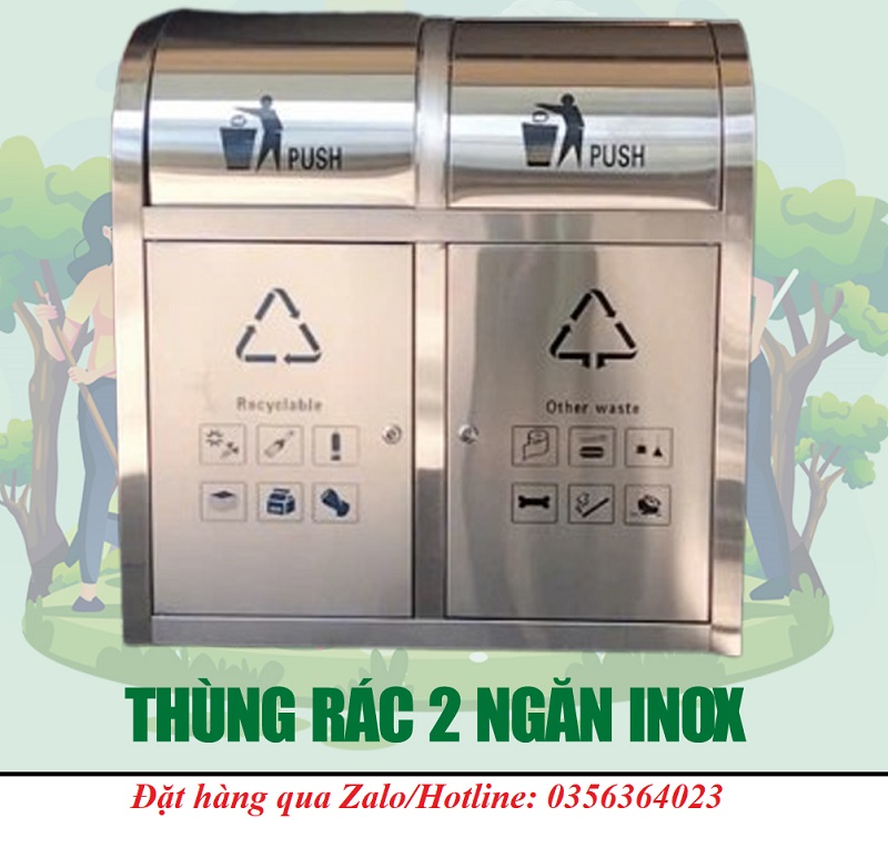 Thùng rác INOX nắp lật 