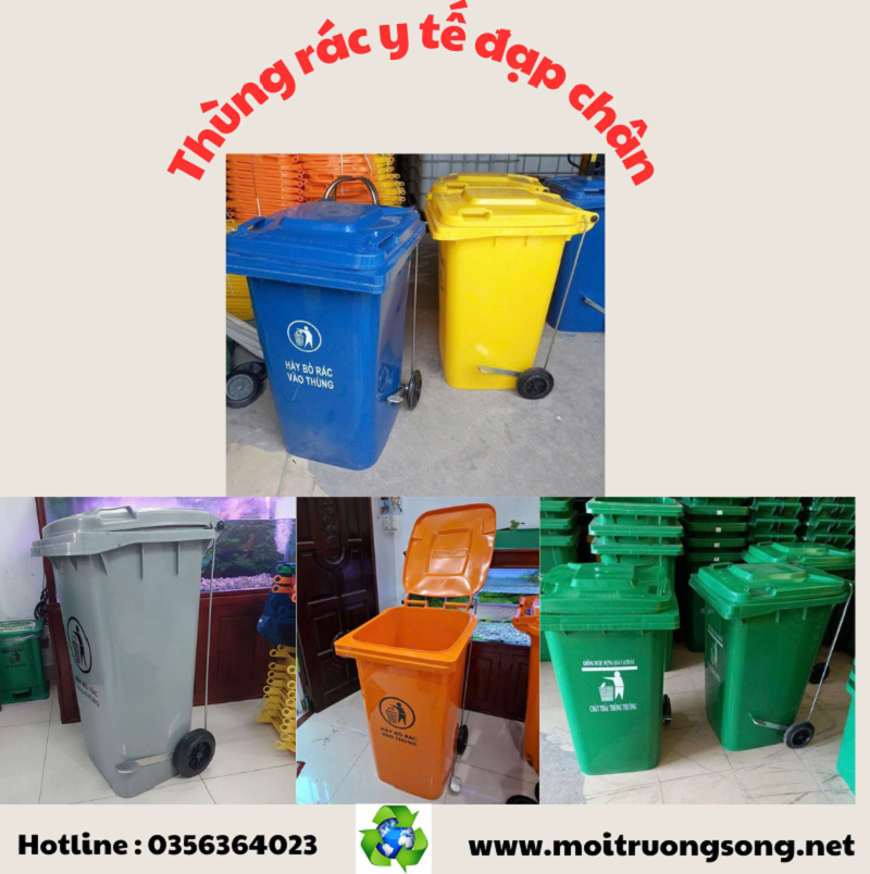 Thùng rác công cộng đạp chân