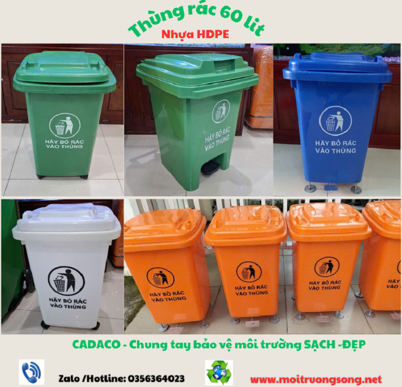 Thùng rác nhựa 60 lit