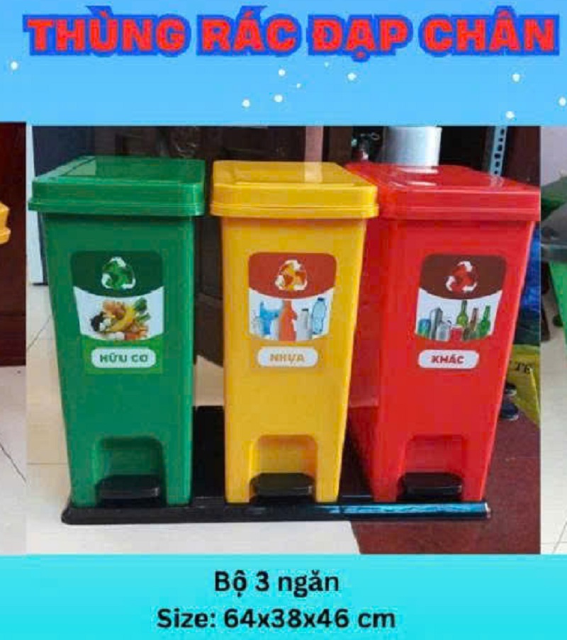 Thùng rác 3 ngăn 