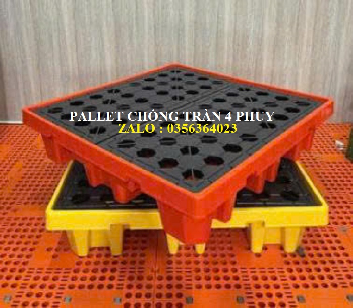 Pallet chống tràn 4 phuy cao