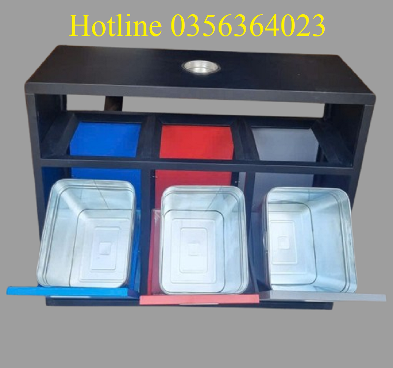 Thùng rác thép 3 ngăn