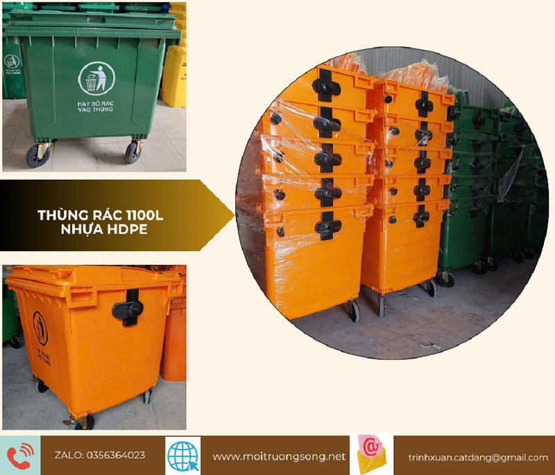 Xe thu gom 1100 lit 