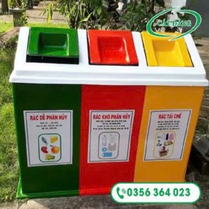 Thùng rác nắp lật 3 ngăn