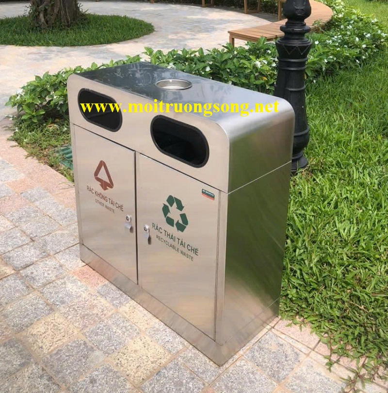 Thùng rác Inox 2 ngăn